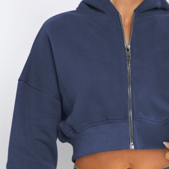 Cropped Hooded Zip-Up Jacket - Picture 2 of 4